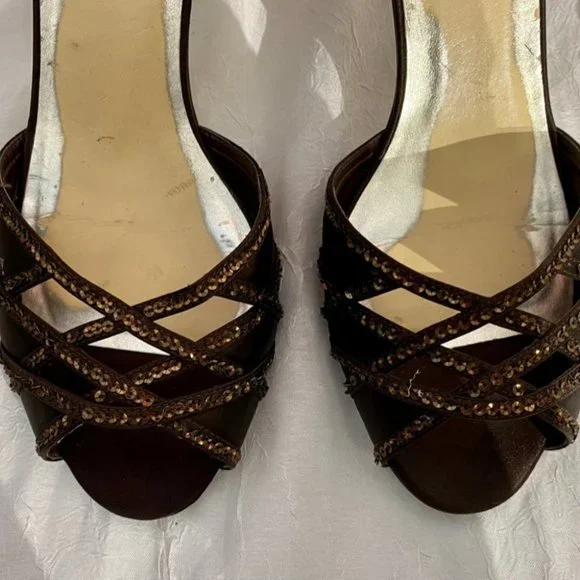 Strappy Evening Brown Sandal - Picture 4 of 13